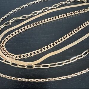 Jewelry Set Gold Bundle: 4 Necklaces, 2 Bracelets, 9 Rings and 12 Earrings